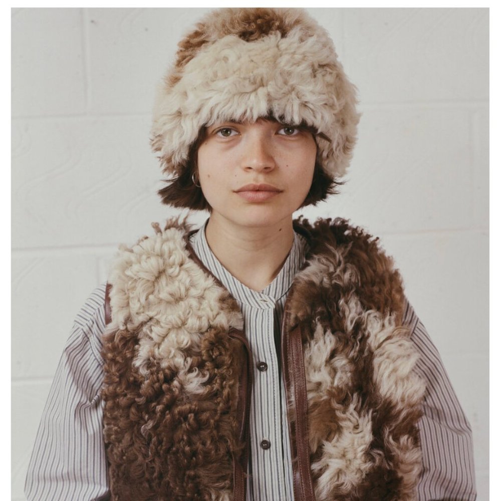 CAWLEY STUDIO SHEEPSKIN SUEDE COW HAT - FUR RUSSIAN WINTER - MADE IN LONDON NWT